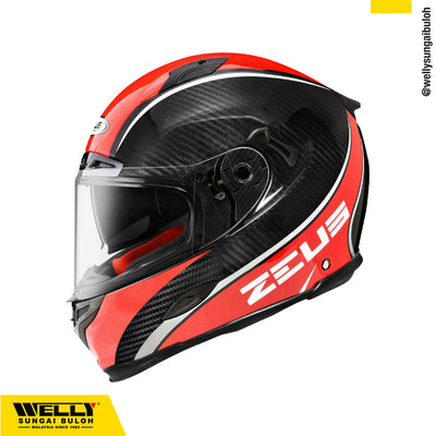 Zeus ZS 1800B Clear Carbon AMR Red Helmet