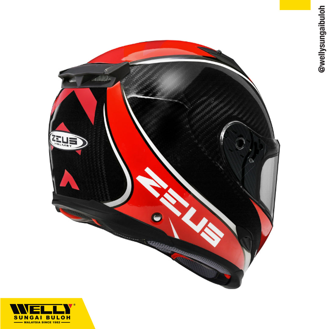 Zeus ZS 1800B Clear Carbon AMR Red Helmet