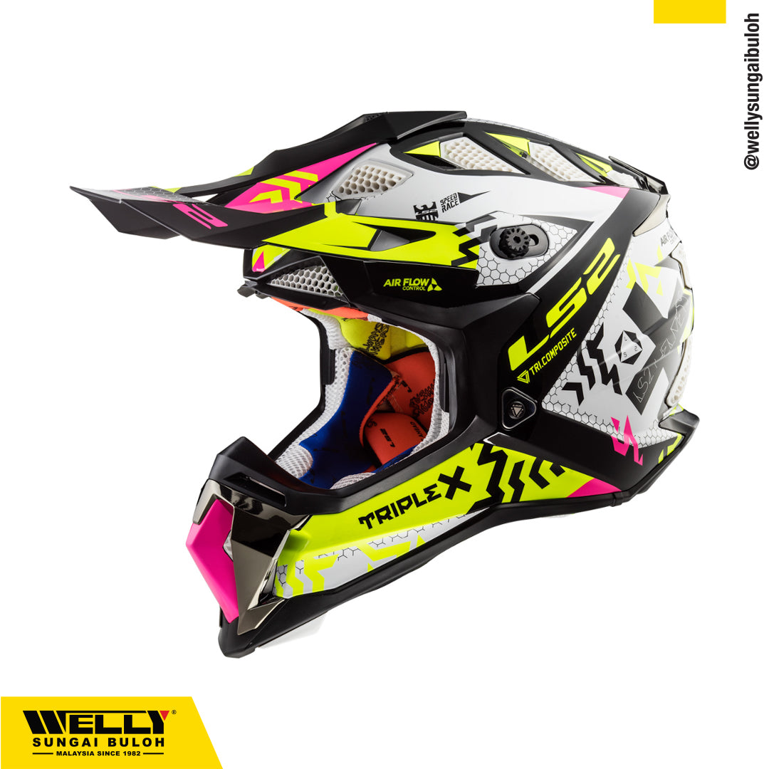 LS2 MX470 Subverter Triplex Black Pink Yellow Helmet
